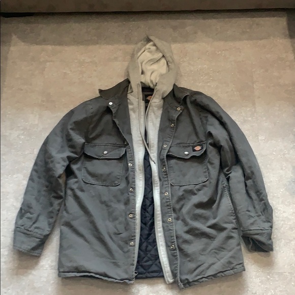 Hooded Duck Quilted Shirt Jacket Gray 